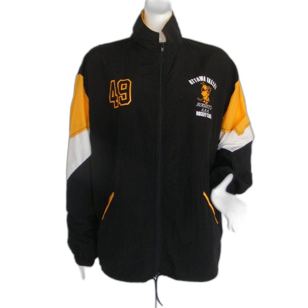 Vintage OTTAWA VALLEY AAA HOCKEY Hornets Jacket, L, #49, Black/Yellow, AAA